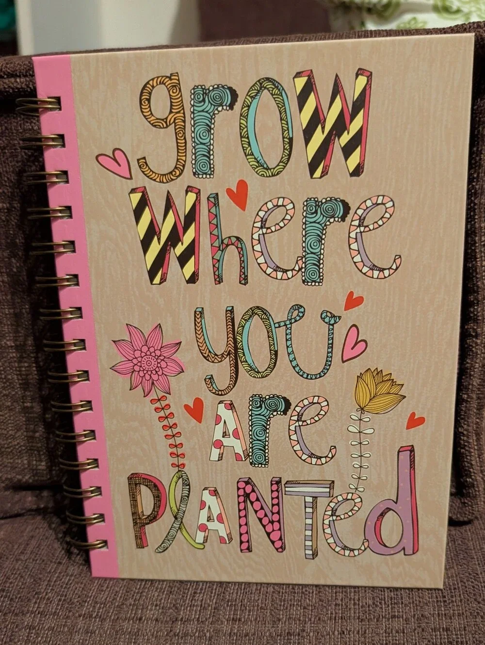 Grow Where You Are Planted Spiral Journal - Pink Accents 192 Pages NEW